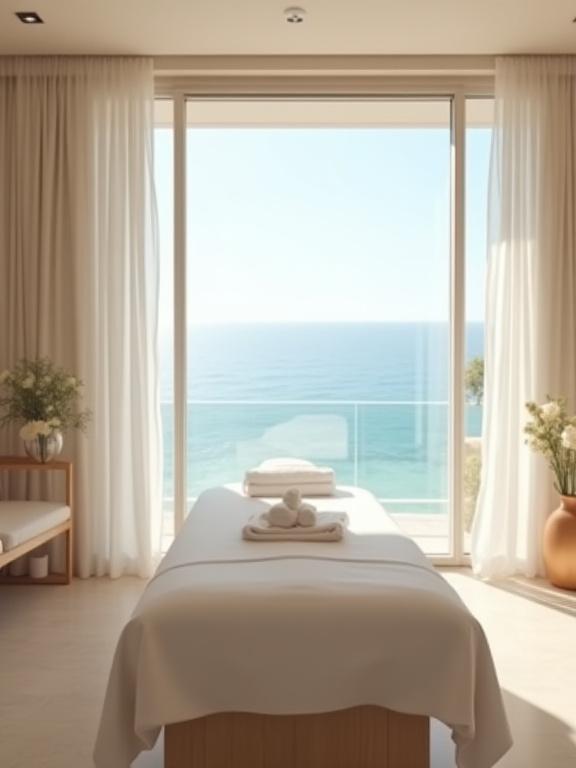 海が見える静かなスパトリートメントルーム
