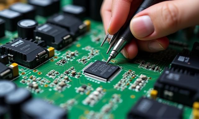 Engineer werkt aan ASIC hashboard